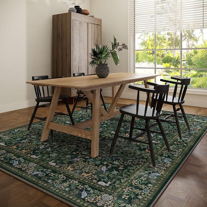 Washable Area Rugs for Living Room: 9x12 Rug Stain Resistant Non Slip Low Pile