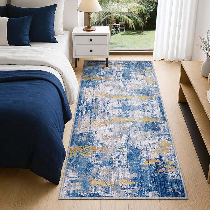 RELEANY Washable Area Rugs 2'x6' Non-Slip Modern Abstract Soft