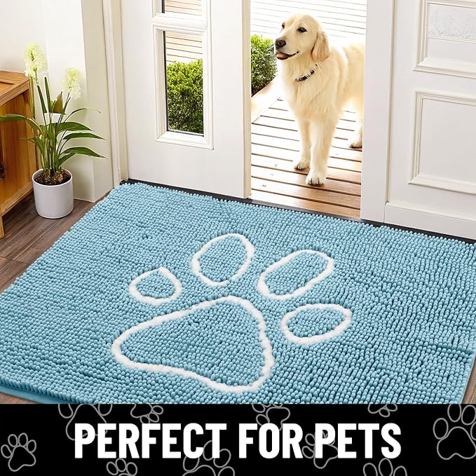 Smiry Dog Door Mat for Muddy Paws, Absorbent Dirt Trapper Non Slip Quick Dry