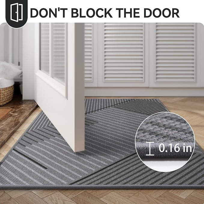 Front Door Mat 31''x47'', Non Slip Absorbent Dirt Resist Washable Low-Profile