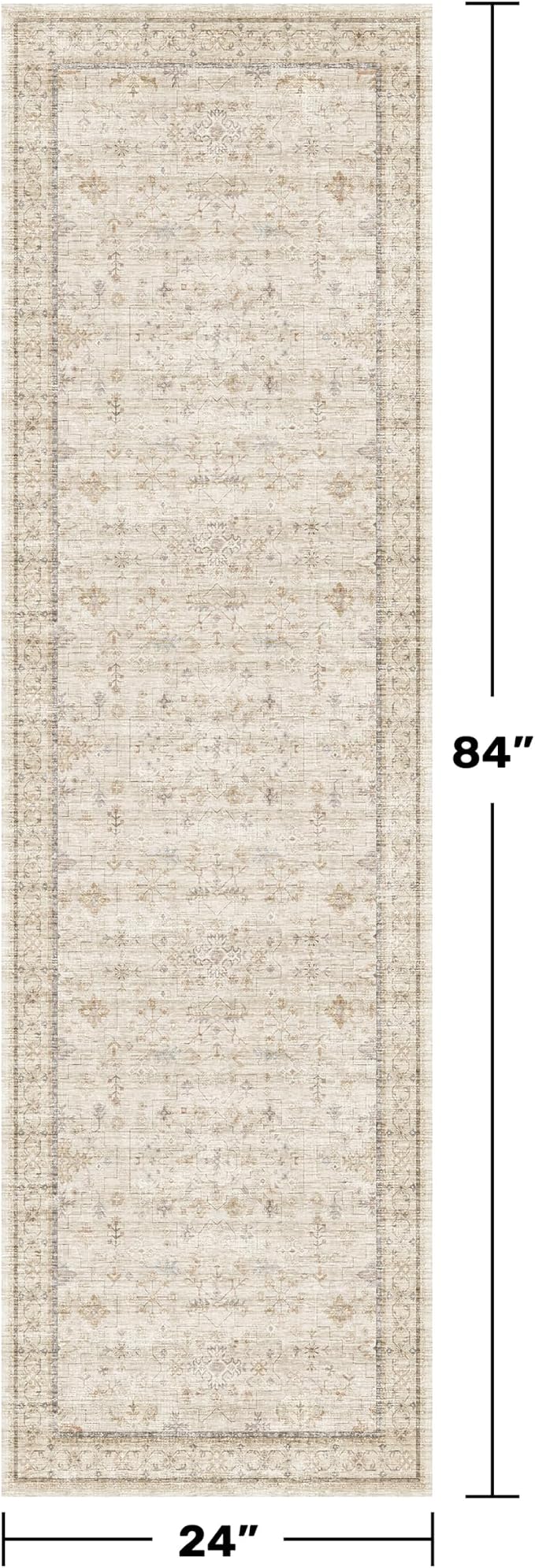 Beige Boho Bathroom Rug 2x7