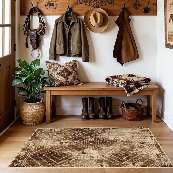BESTSWEETIE Area Rug 4x6 Rug Machine Washable Non-Slip Low Pile Print Pattern