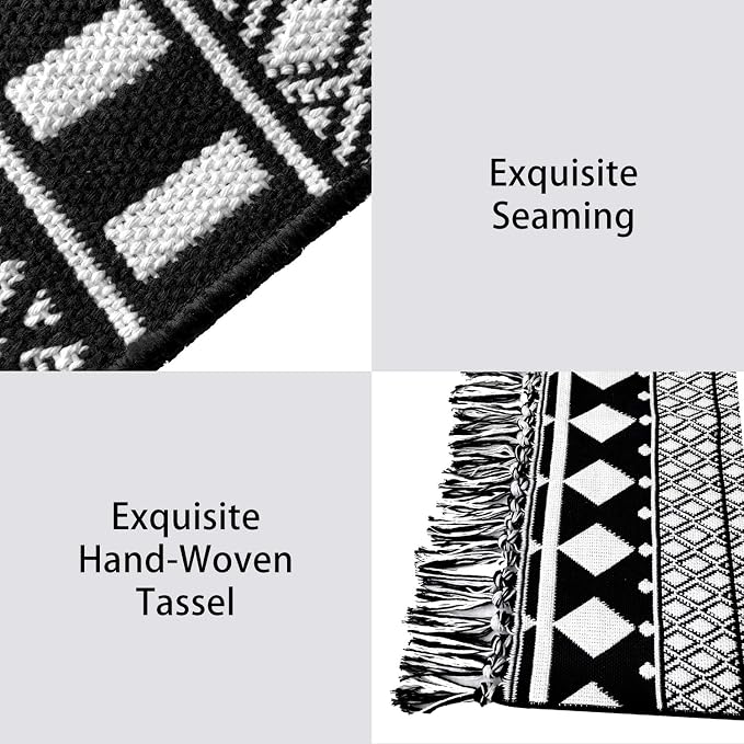 IOHOUZE Black Boho Area Rug