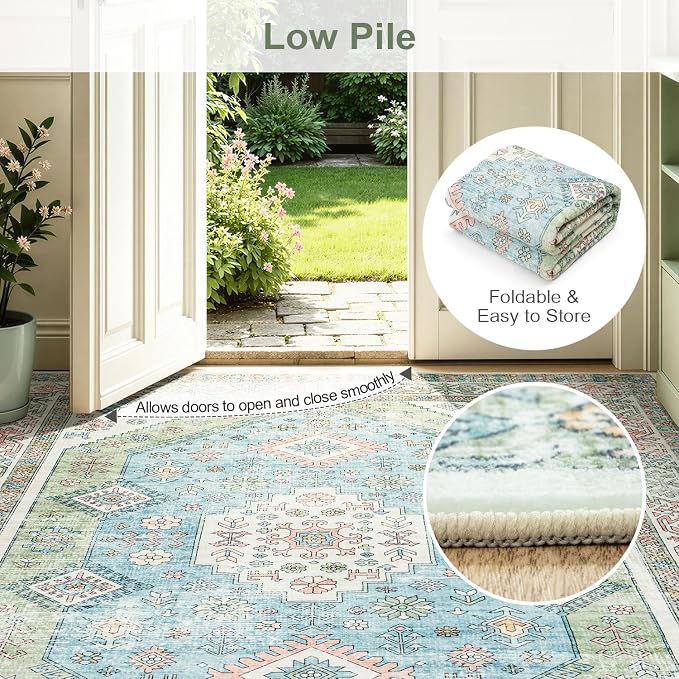 Lofus Vintage Living Room Rugs 8x10, Soft Machine Washable Area Rug