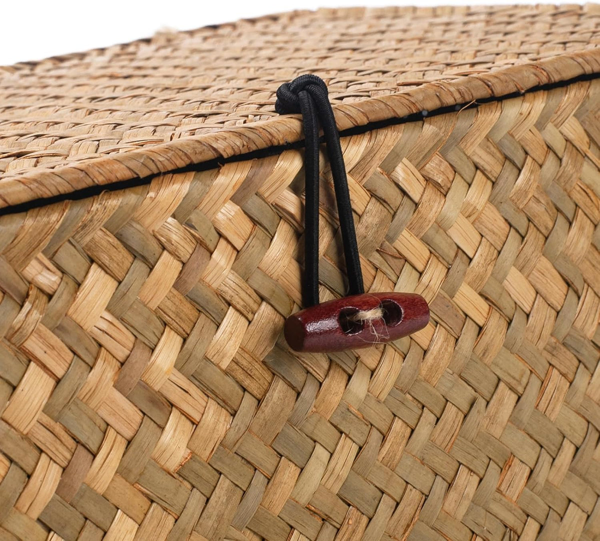 Wicker Basket with Lid, Seagrass Storage Basket, Woven Baskets for Storage, Decorative Storage Baskets for Shelf Organizing, Natural