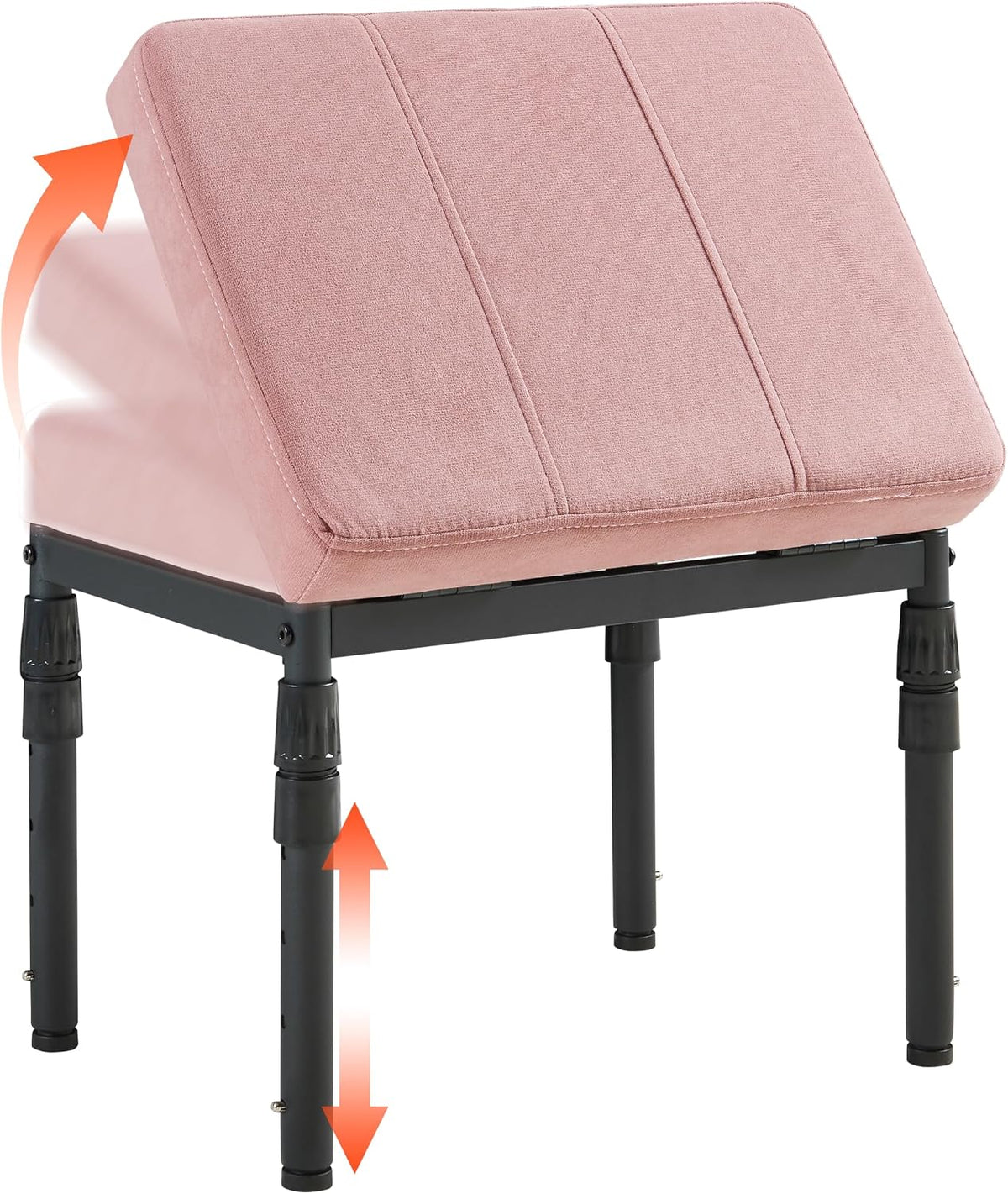 TIOPGHAD Adjustable Ottoman Pouf, 60 Degree Tilt Footrest, Pink Faux Suede