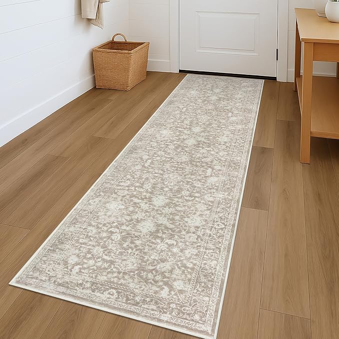 KILOCOCO Hallway Runner 2x7 Rug Runner Printed Vintage Floral Washable Kitchen