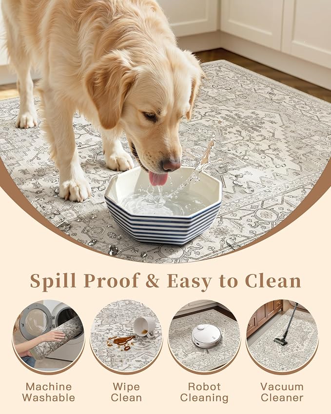 Madane 2-Piece Kitchen Runner Rug Set, Small Area Rug Non-Slip Vintage Door Mat