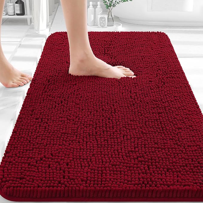OLANLY Bathroom Rugs 30x20, Extra Soft Absorbent Chenille Bath Rugs, Rubber