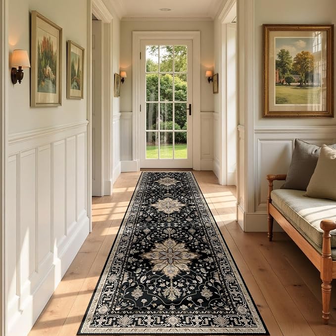 RELEANY Area Rugs Runner 2'x7' Washable Non-Slip, Floral Vintage Distress
