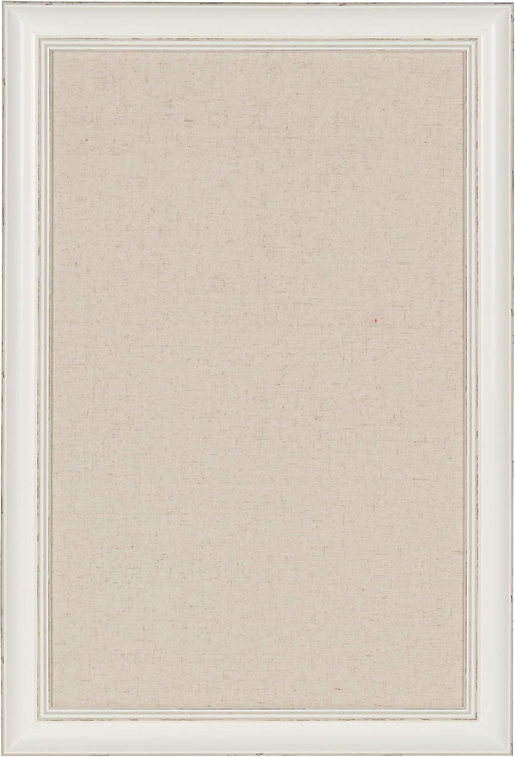 DesignOvation Macon Framed Linen Fabric Pinboard, 18x27, Soft White