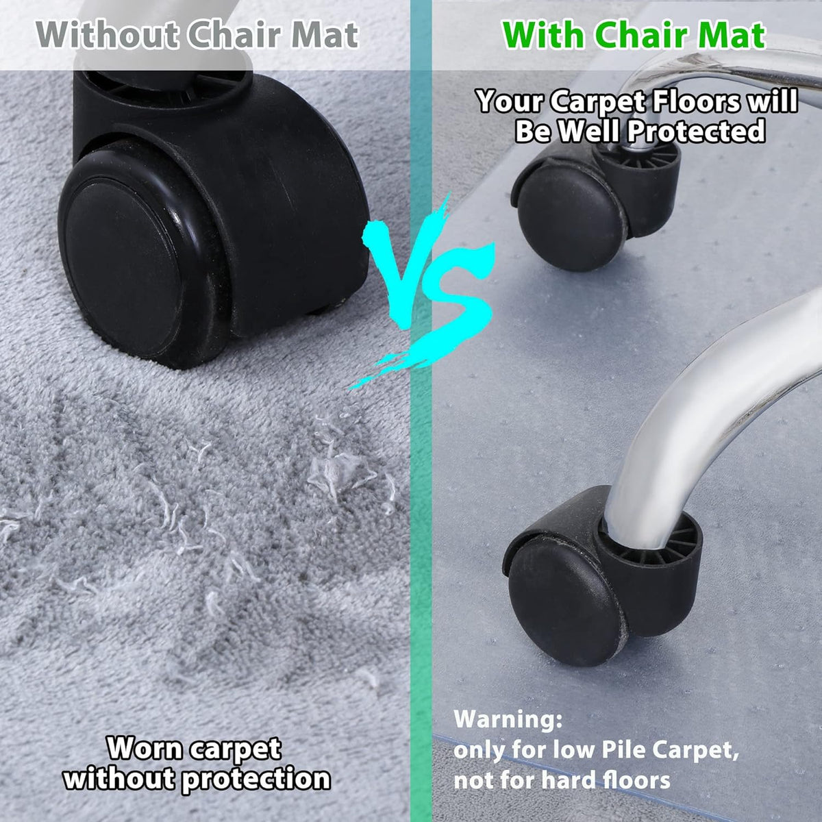 Super Deal Upgraded 46" X 60" Office Chair Mat for Carpet Floor, Non-Slip Under Desk Carpeted Floor Protector, Heavy Duty Clear Plastic Carpet with Lip for Home Office Gaming Chair