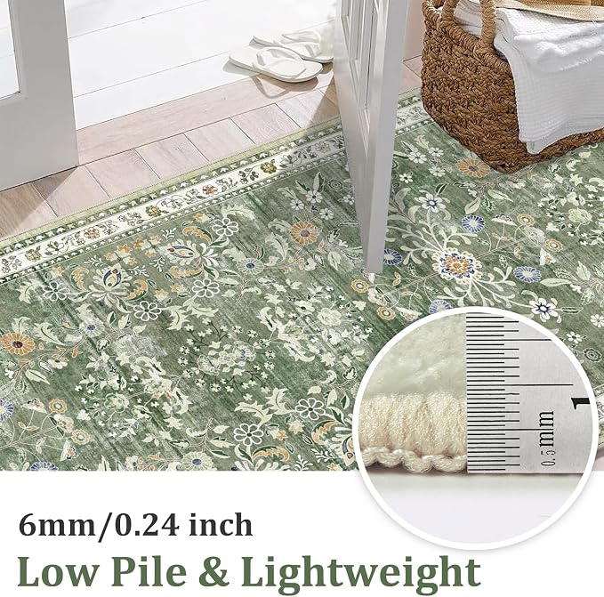Yamaziot Washable Area Rug 6x9, Large Non-Slip Boho Floral Living Room Rug