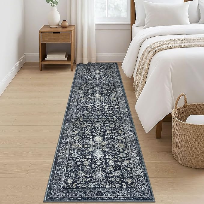 KILOCOCO Hallway Runner 2x8 Rug Runner Printed Vintage Floral Washable Kitchen