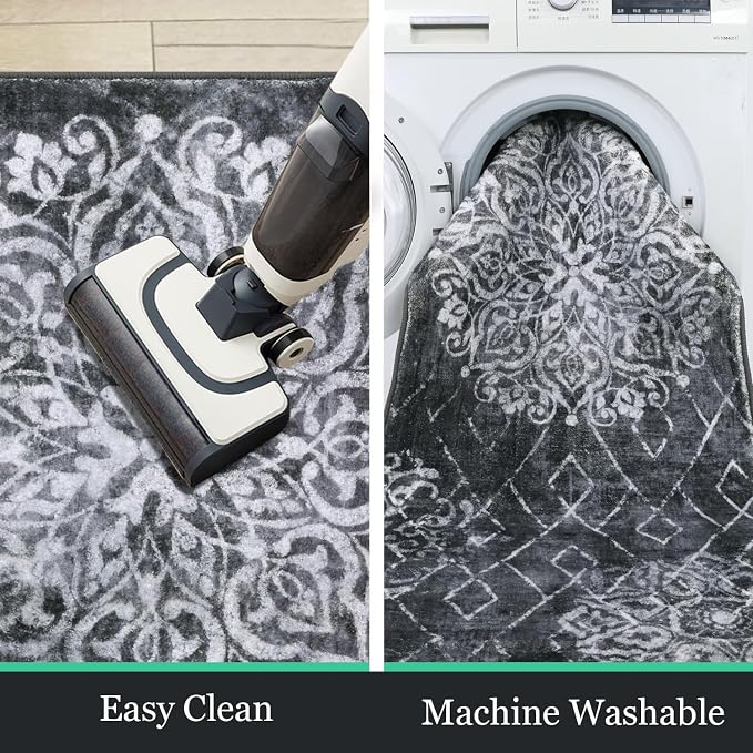 HEBE Hallway Runner Rug 2'8''x8' Washable Vintage Distressed Area Rugs Non Slip