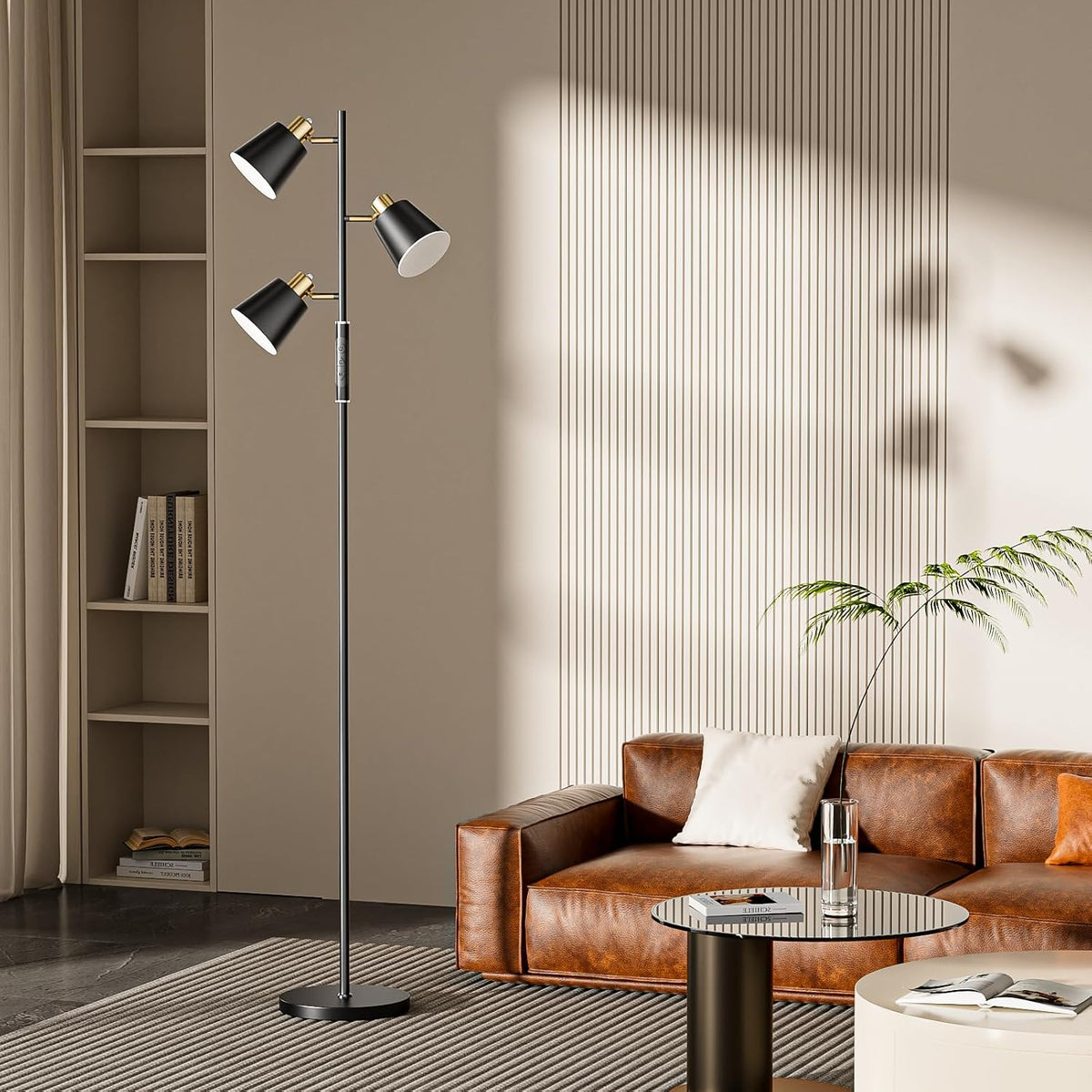 36W LED Tree Floor Lamp, 3 Rotatable Lights Standing Lamps for Living Room