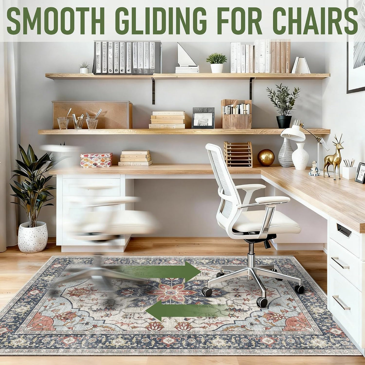 36"x48" Office Chair Mat for Hardwood, Under Desk Chair Mat for Home Office, Anti-Slip Office Rugs for Rolling Chairs, Floor Protector Washable Rugs Orange Multi