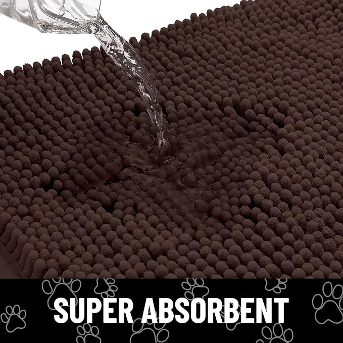 Smiry Dog Door Mat for Muddy Paws, Absorbent Dirt Trapper Non Slip Quick Dry