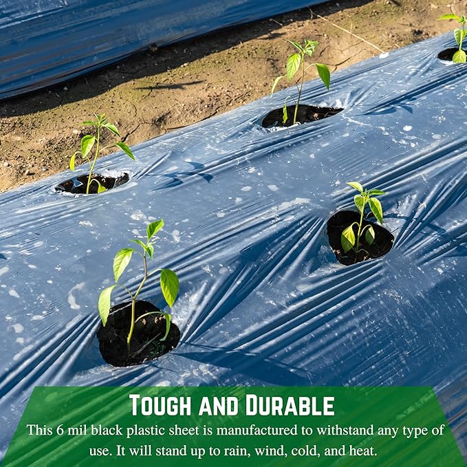Farm Plastic Supply - Black Plastic Sheeting - 6 mil - (16' x 100') - Black Plastic Tarp, Polyethylene Vapor Barrier Plastic Sheeting, Black Painters Tarp, Roll of Heavy Duty Plastic
