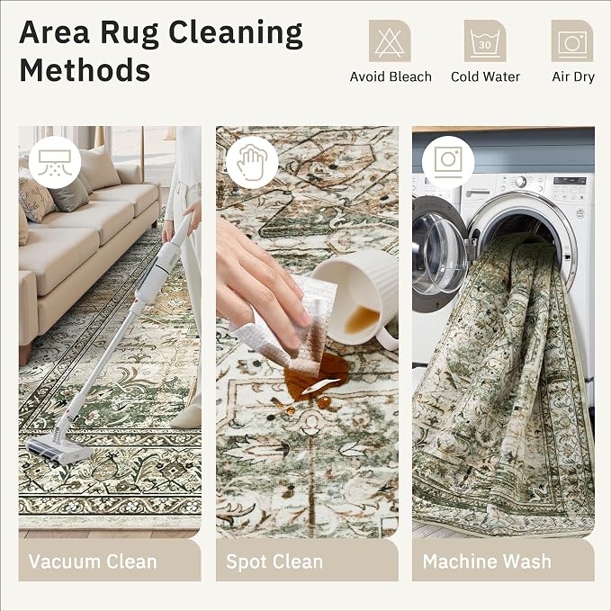 Soalmost 6x9 Area Rugs for Living Room Non-Slip Washable Rugs 6x9 Vintage Rug