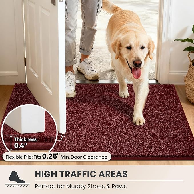 PURRUGS Dirt Trapping Door Mat 24" x 35.5", Non-Slip Machine Washable Entryway