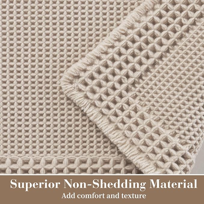 RESARE Waffle Bathroom Runner Rugs, Super Absorbent Bath Mat Non Slip Washable