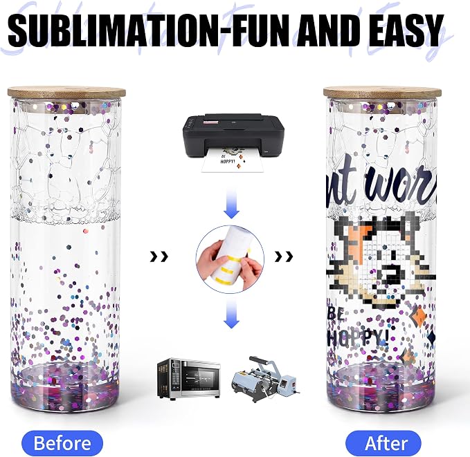 AGH 25OZ Snow Globe Glass Tumbler, 4 Pack Sublimation Glass