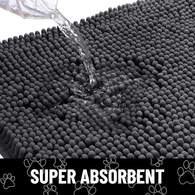 Smiry Dog Door Mat for Muddy Paws, Absorbent Dirt Trapper Non Slip Quick Dry