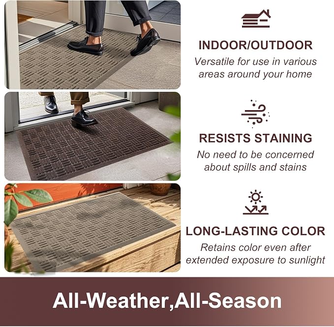 Mibao Front Door Mat Indoor Outdoor Entrance, Dirt Trapping Waterproof