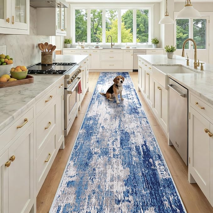 RELEANY Washable Area Rugs 2'6"x12 Non-Slip Modern Abstract Soft