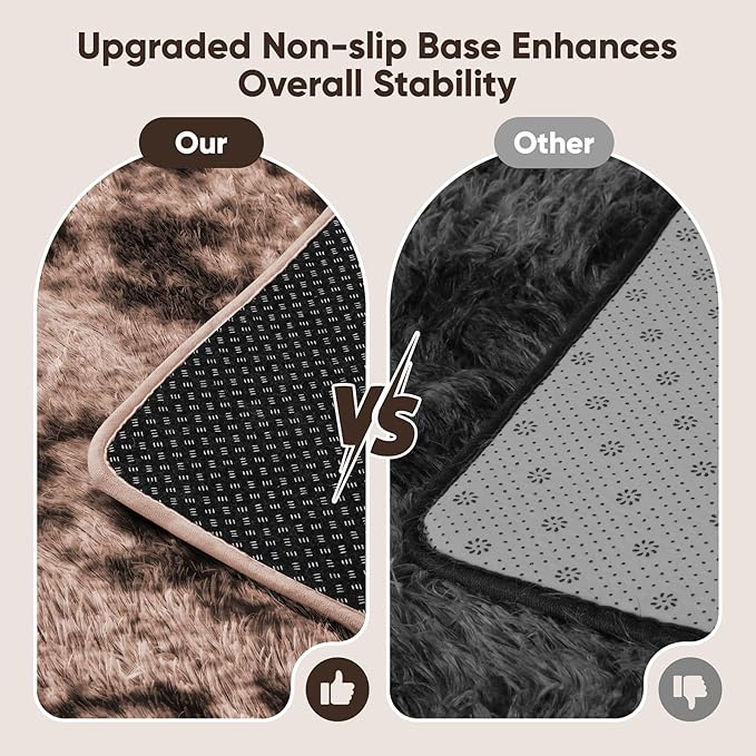 Area Rug for Living Room Bedroom: 4x6 Soft Fluffy Shag Upgrade Non-Slip High