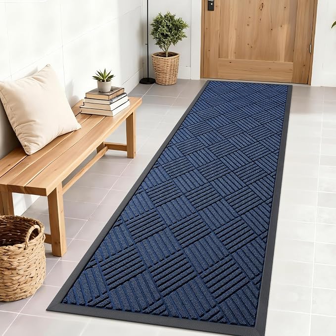 OLANLY Front Door Mat Outside Entrance 71x23, Heavy Duty Sturdy Natural Rubber
