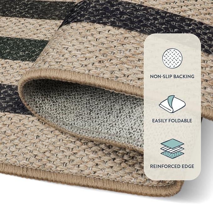 Lahome Enfys Modern Geometric Easy Jute Rug, Washable 5x7 Indoor Outdoor Rugs