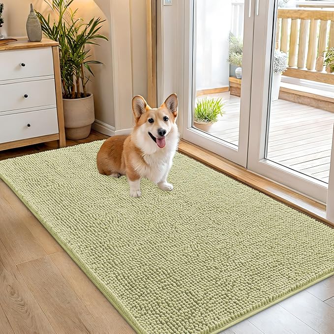 OLANLY Dog Door Mat for Muddy Paws 54x32, Absorbs Moisture and Dirt, Absorbent