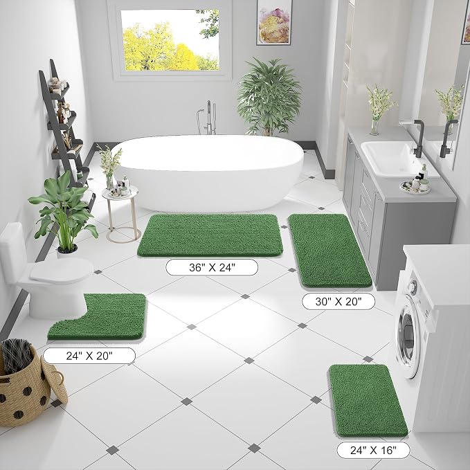 OLANLY Bathroom Runner Rugs 59x20, Soft Absorbent Chenille Bath Rugs, Rubber