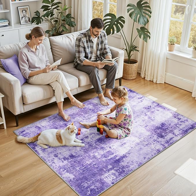 RELEANY Washable Area Rugs 4'x6' Non-Slip Modern Abstract Soft