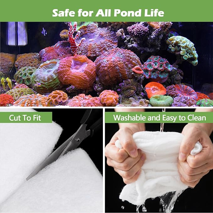 Classic Pond Filter Pad Media 18"x36"x1", 4.5 Ft² White Thicker Reusable