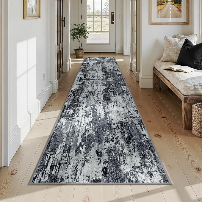 RELEANY Washable Area Rugs 2'6"x12 Non-Slip Modern Abstract Soft