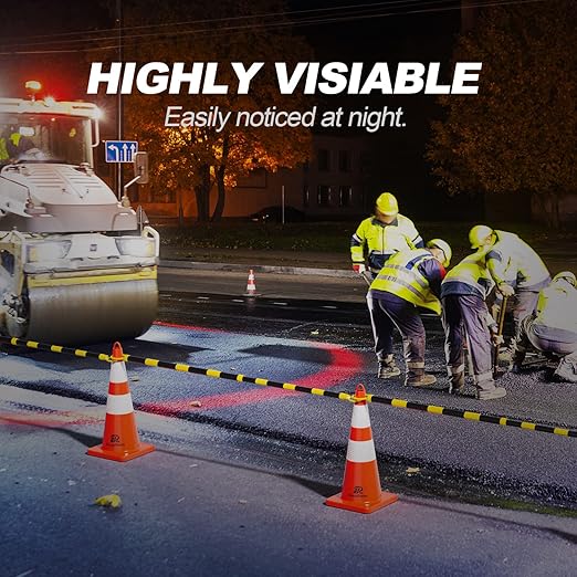 RoadHero 6 Pack 4 FT to 6.9 FT Retractable Cone Bar, Expandable Traffic Cone Bars for Parking Lots, Extendable Barricade for Road Construction, Black and Yellow, Cone Not Included
