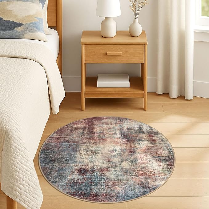 IOHOUZE Round Area Rug 3 Ft Circle Entryway Rugs Round Washable Door Mat Indoor