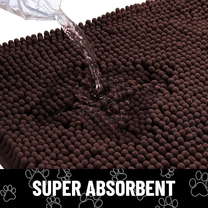 Smiry Dog Door Mat for Muddy Paws, Absorbent Dirt Trapper Non Slip Quick Dry