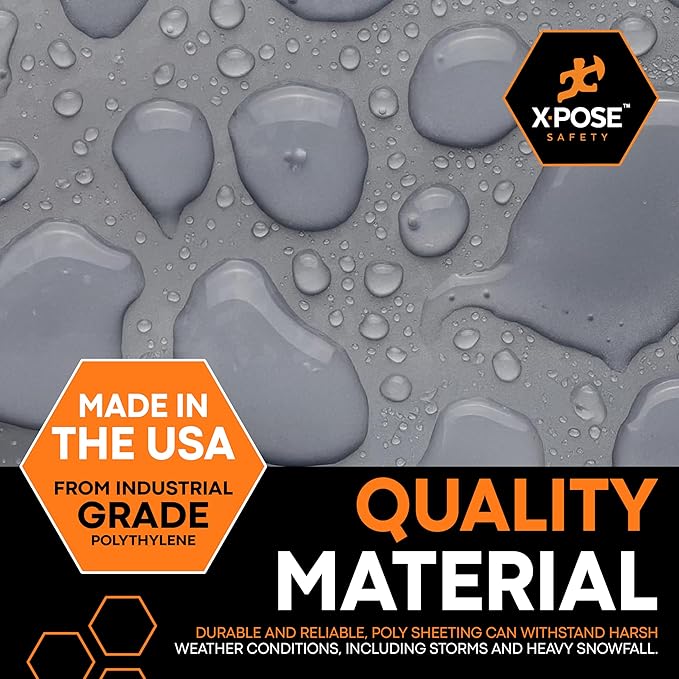 Clear Poly Sheeting - Heavy Duty, 6 Mil Thick Plastic Tarp – Waterproof Vapor and Dust Protective Equipment Cover, Construction and Industrial Use (10' x 100') (1, 8.5 Mil 20' x 100')