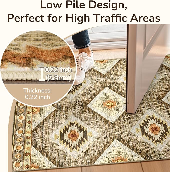 BESTSWEETIE Area Rug 4x6 Rug Machine Washable Non-Slip Low Pile Print Pattern