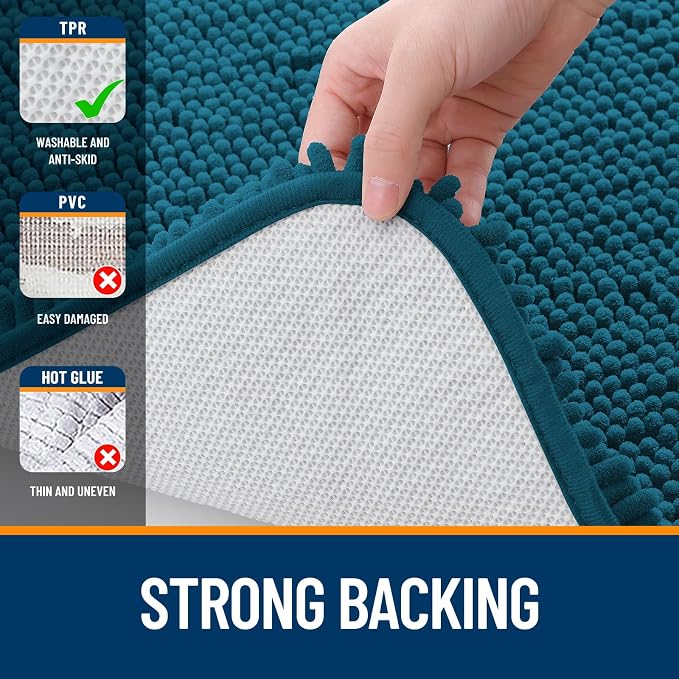 OLANLY Bathroom Runner Rugs 44x24, Soft Absorbent Chenille Bath Rugs, Rubber