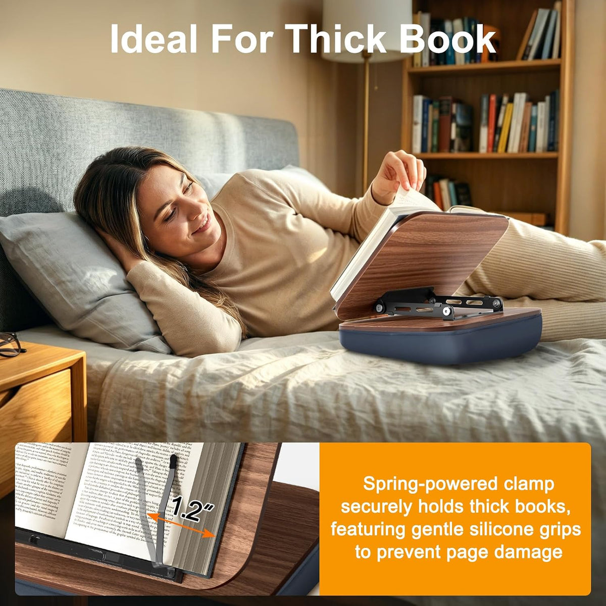 Lap Bean Bag Book Holders for Reading Hands Free, Adjustable Book Stand