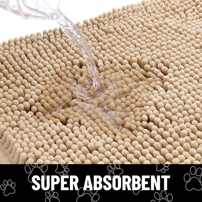 Smiry Dog Door Mat for Muddy Paws, Absorbent Dirt Trapper Non Slip Quick Dry
