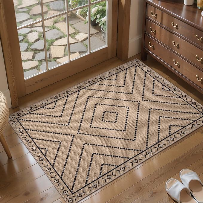 Tangsoo Easy Jute Rug 2x3 Outdoor Rug, Washable Non-Slip Rug