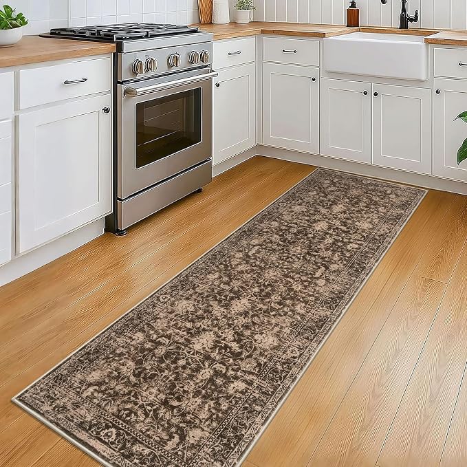 KILOCOCO Hallway Runner 2x6 Rug Runner Washable Kitchen Runners Printed Floral