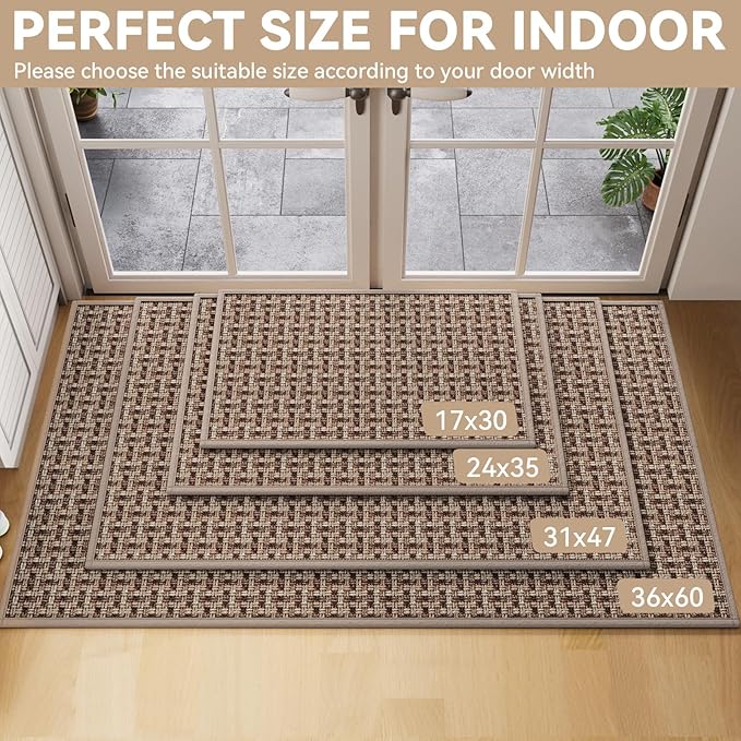 YDKGL Door Mat 24"x35", Dirt Resistant and Absorbent, Non-Slip Rubber Backing