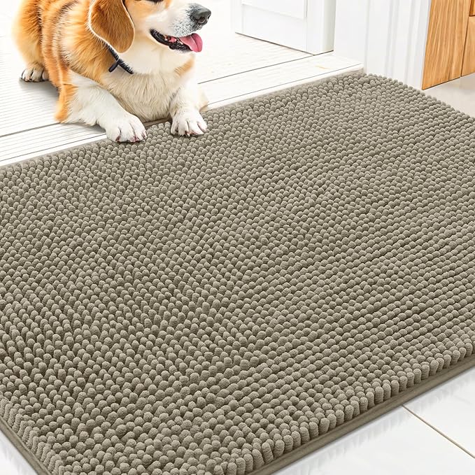 Smiry Dog Door Mat for Muddy Paws 30x20, Absorbent Dirt Trapper, Non-Slip